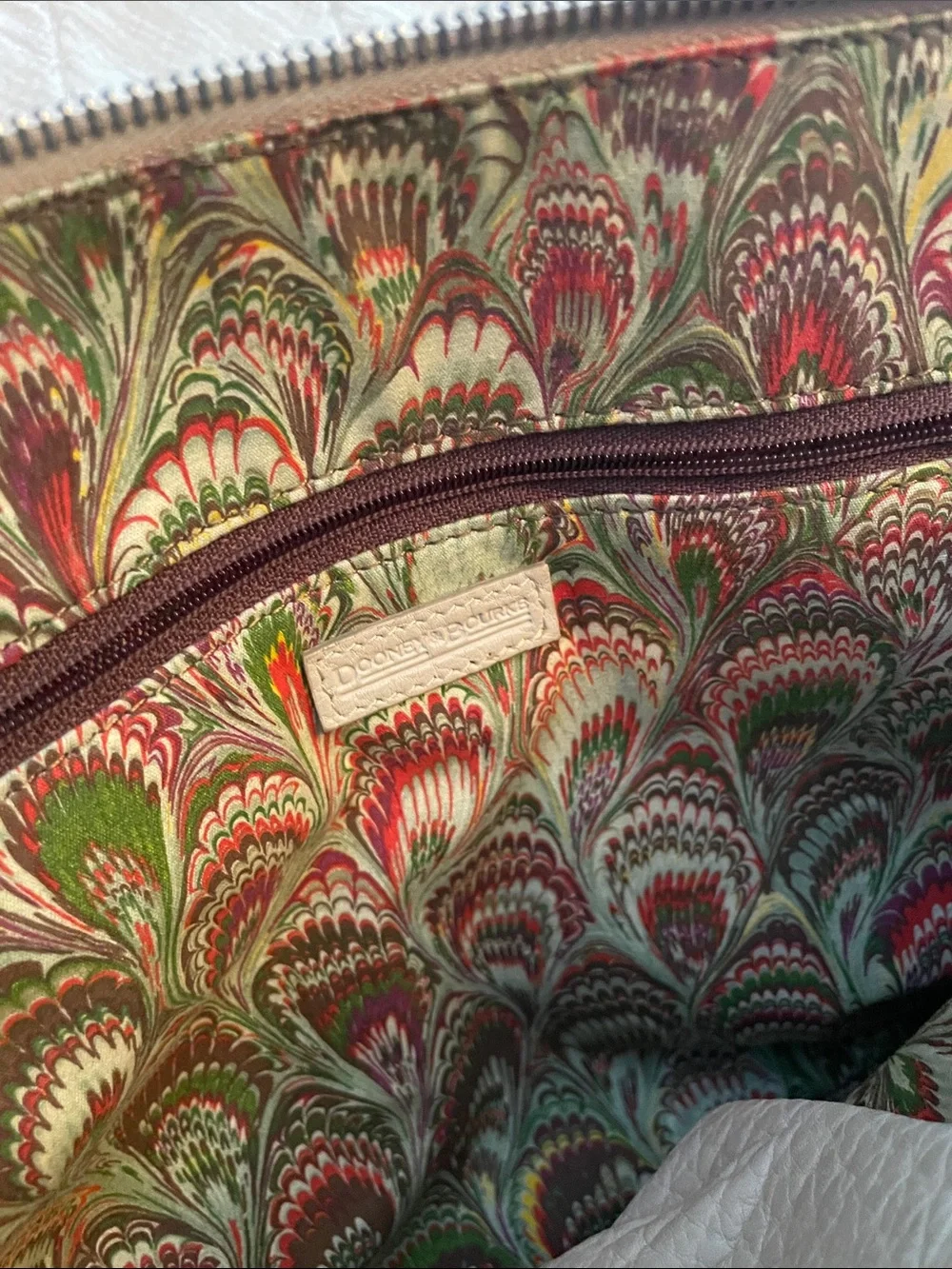 Dooney & Bourke Beige Leather Satchel with Turquoise Charm - Picture 4 of 4